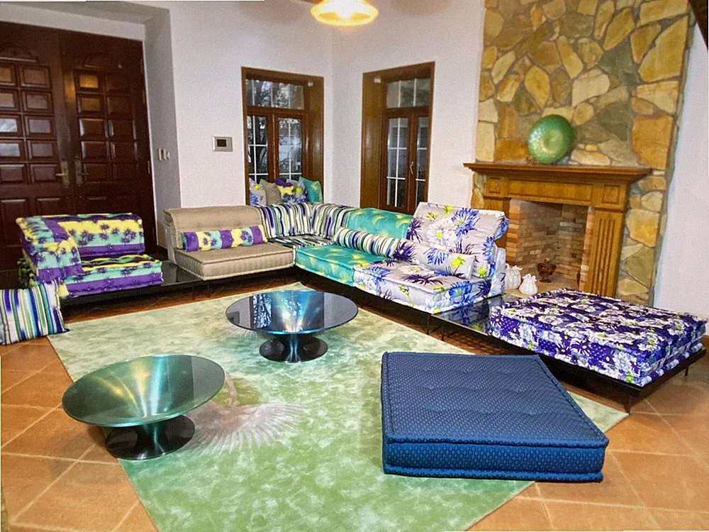 Modular Sectional French tufted Daybed Mah Jong Sofa Couch Green Blue Whole Set