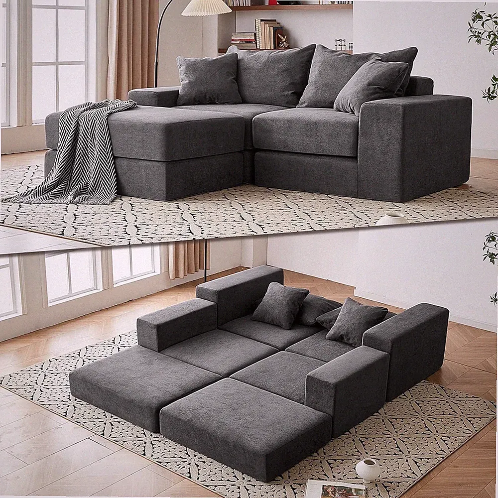 Modular Sectional Loveaeat Cloud Sofa, Boneless Couch with Non Slip Base, Cozy S