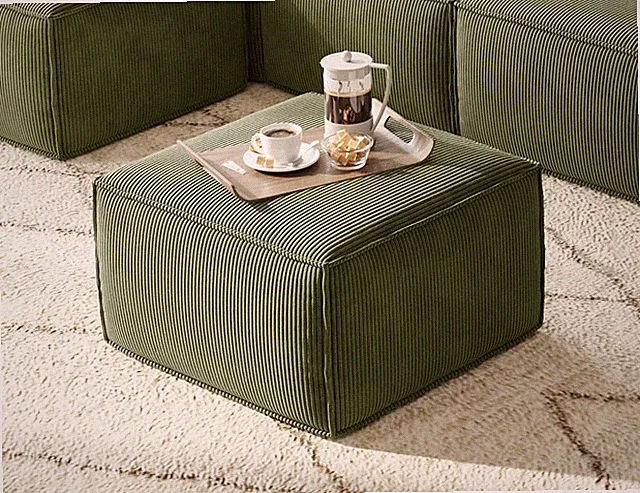 Modular Sectional Ottoman Boneless Comfy Corduroy Green Living Room No Assembly