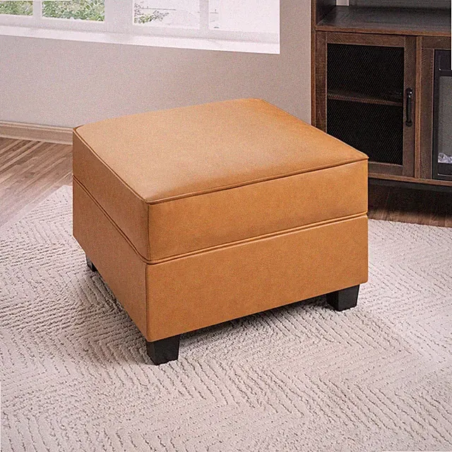 Modular Sectional Ottoman, Square Storage Ottoman Cube, Air Leather Footrest and