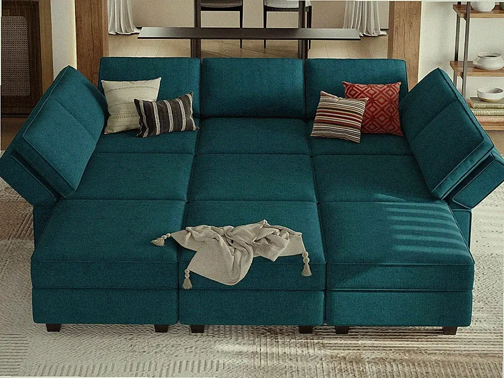 Modular Sectional Sleeper Sofa Couch with Storage Ottoman Convertible Sectional