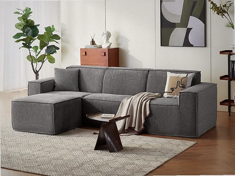 Modular Sectional Sofa, 105" Boneless Couch L Shaped 3-Seat Sofa with Movable...