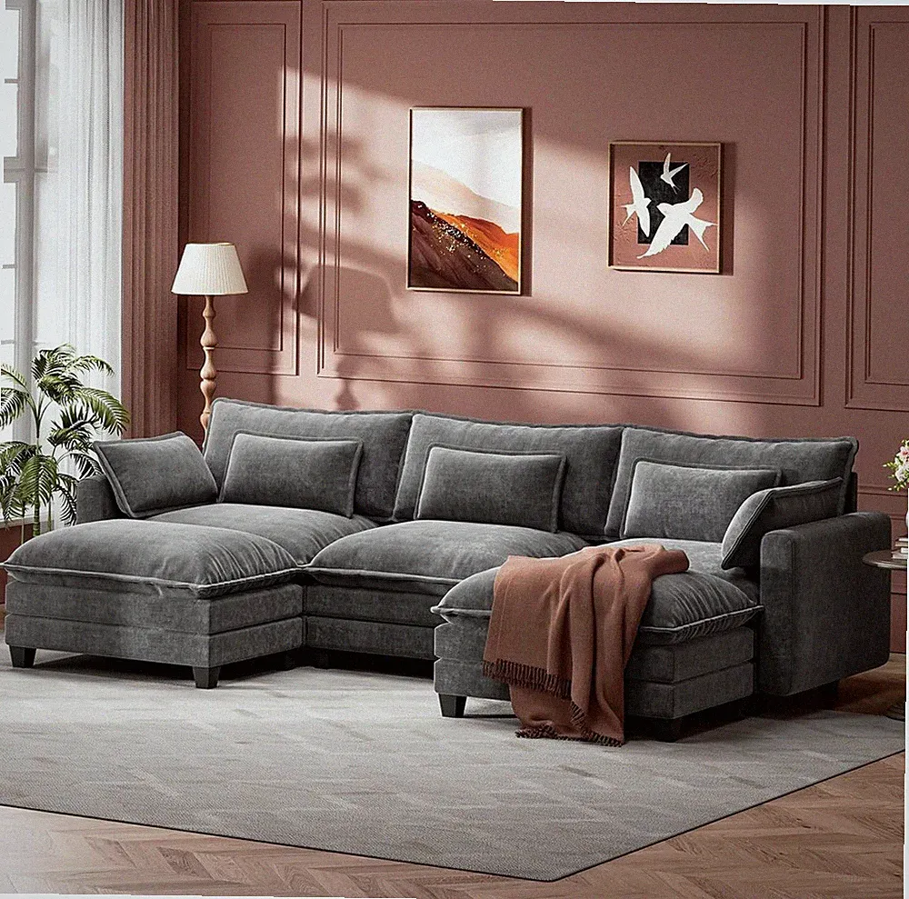 Modular Sectional Sofa 110.6" U-Shaped Modern Comfy Cloud Couch, 5-Seat Chenille