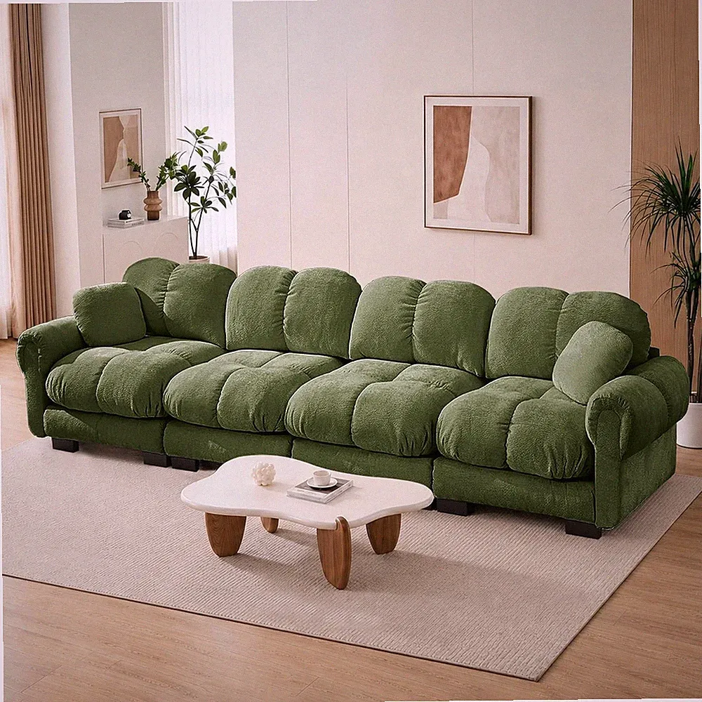 Modular Sectional Sofa, 131.5” Chenille Sofa Modern Comfy 4 Seat Cloud Couch wit