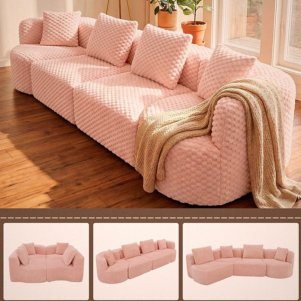 Modular Sectional Sofa 137.8" Boneless Sofa Couch Soft Plush Upholstered Couch f