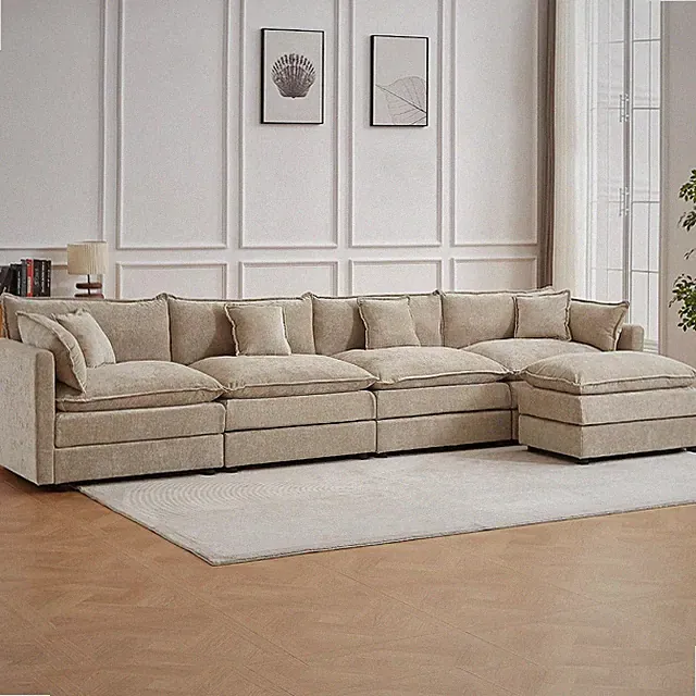 Modular Sectional Sofa, 147.2 Inch L Shaped Couch Set with Armrests, 4-Seater Co