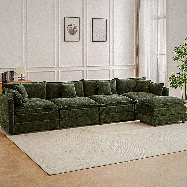 Modular Sectional Sofa, 147.2 Inch L Shaped Couch Set with Armrests, 4-Seater Co
