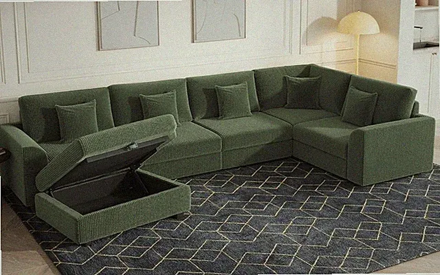 Modular Sectional Sofa, 6-Piece U-Shaped Couch with Storage Ottoman