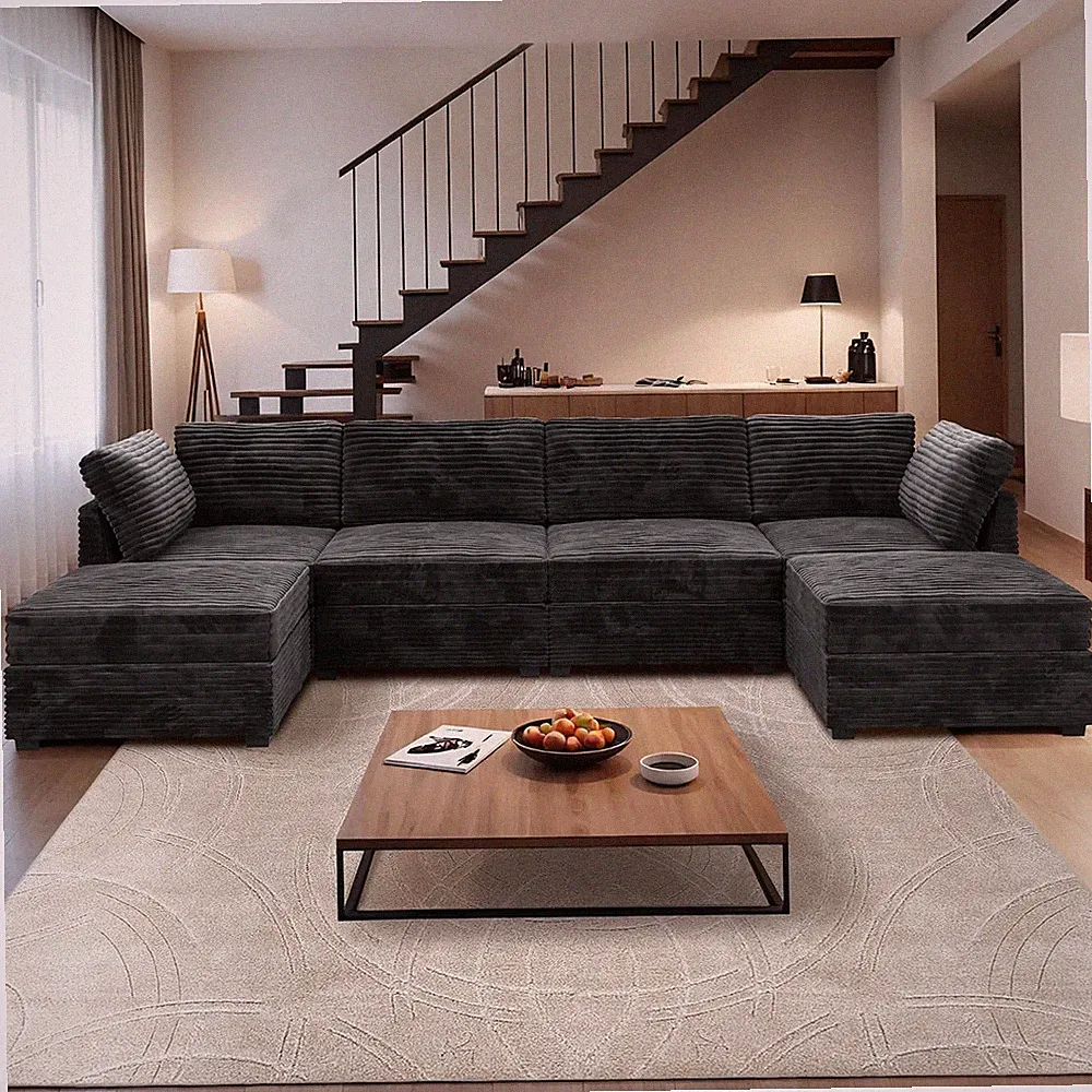 Modular Sectional Sofa,6 Pieces Sectional Couches for Living Room,131X66 U Shape