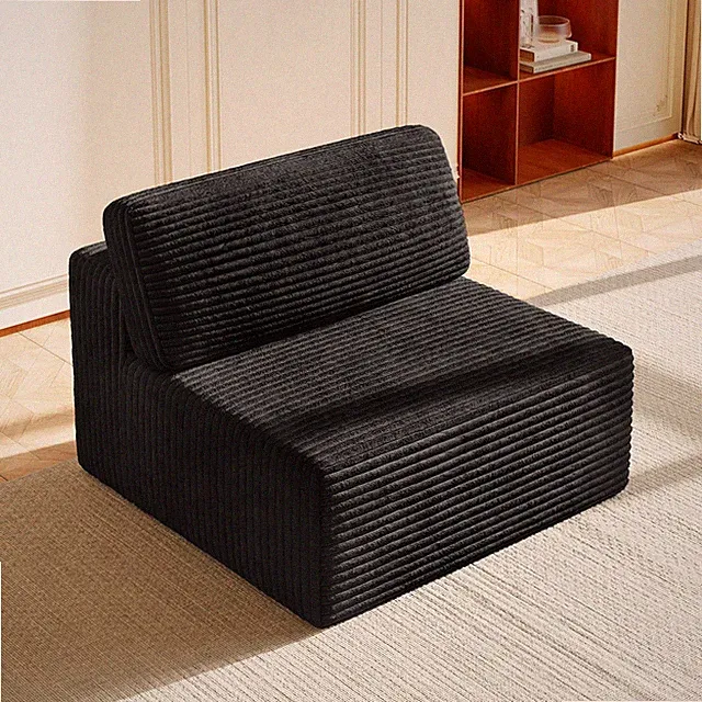 Modular Sectional Sofa Armless Chair Corduroy Cloud w/Spring Cooling Gel HD Deep