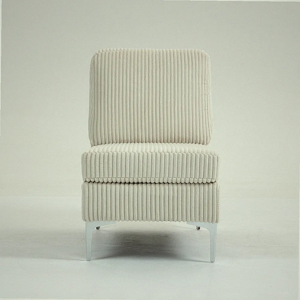 Modular Sectional Sofa Armless Seat Module, Corduroy Accent Chair, Beige