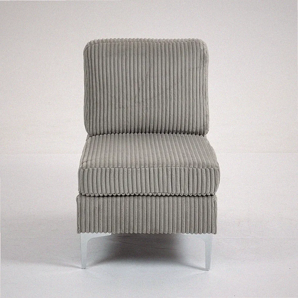 Modular Sectional Sofa Armless Seat Module Corduroy Couch Single Accent Chair