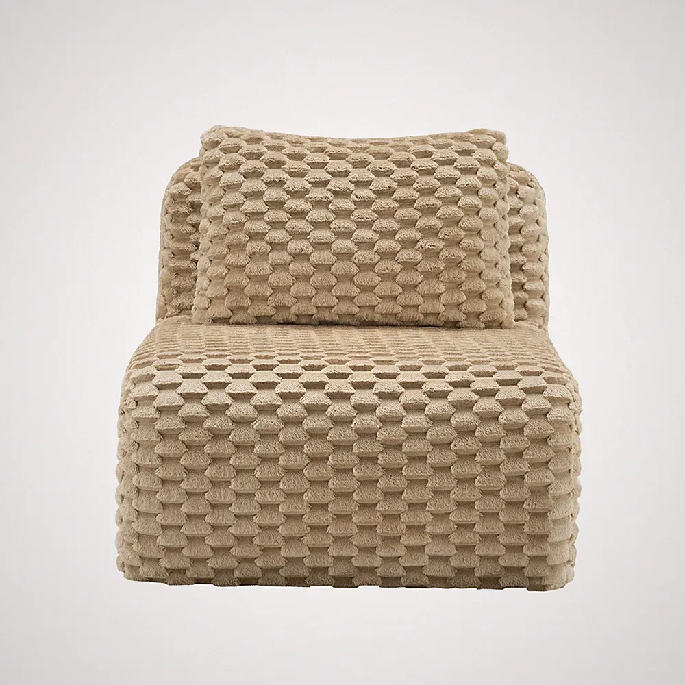 Modular Sectional Sofa Armless W/Pillow Flannelette Fabric Light Camel