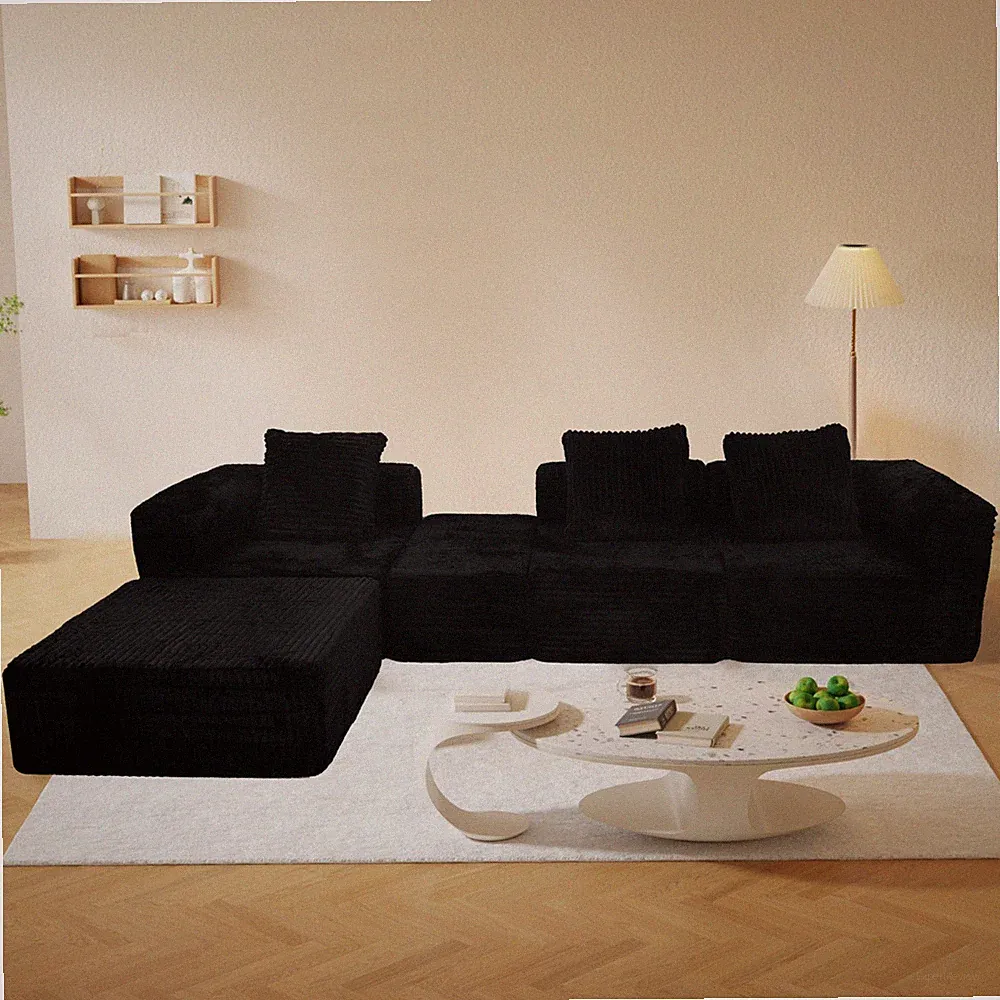 Modular Sectional Sofa Black Couches 4 Seat Modular Foam Sectional Couches