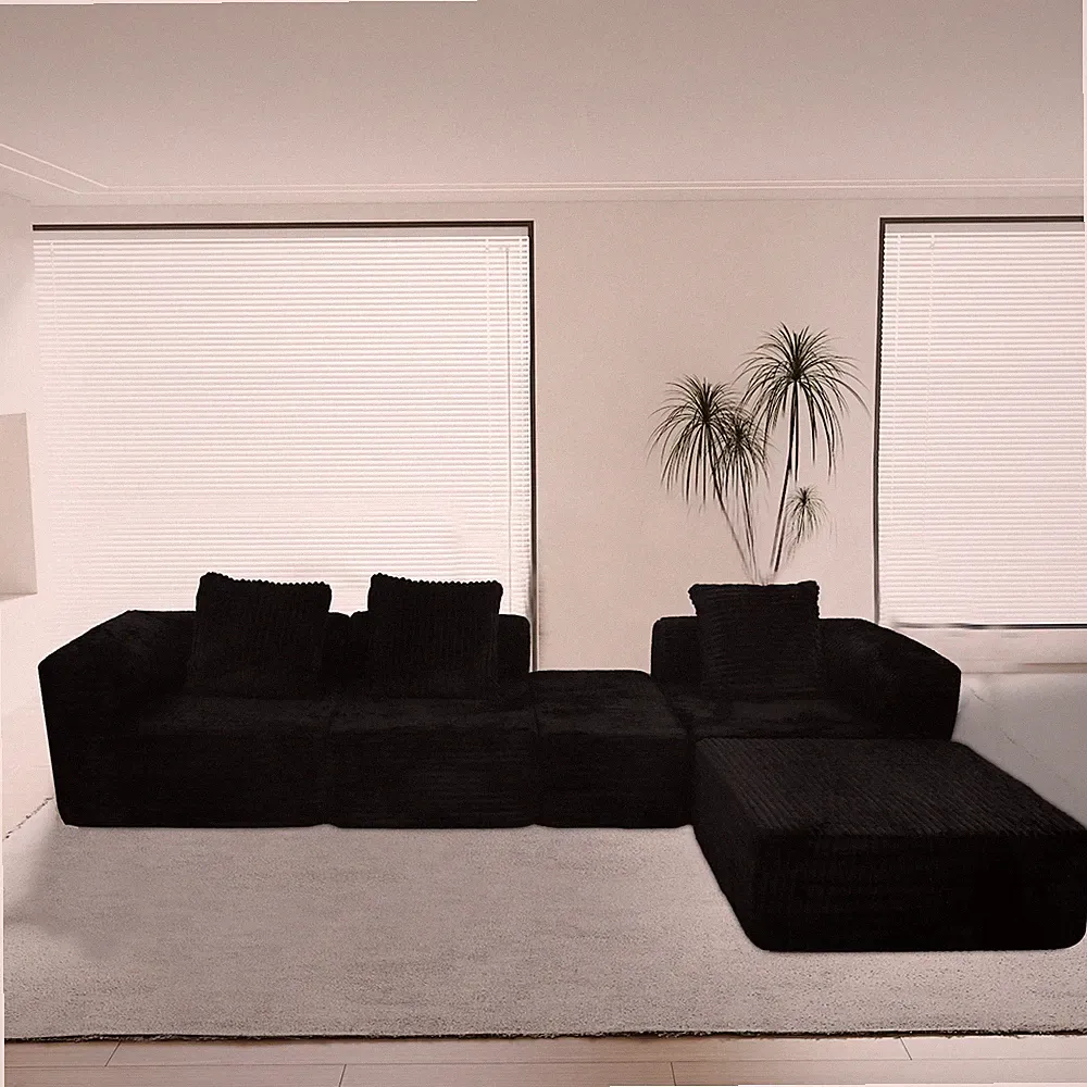 Modular Sectional Sofa Black Couches 4 Seat Modular Foam Sectional Couches for