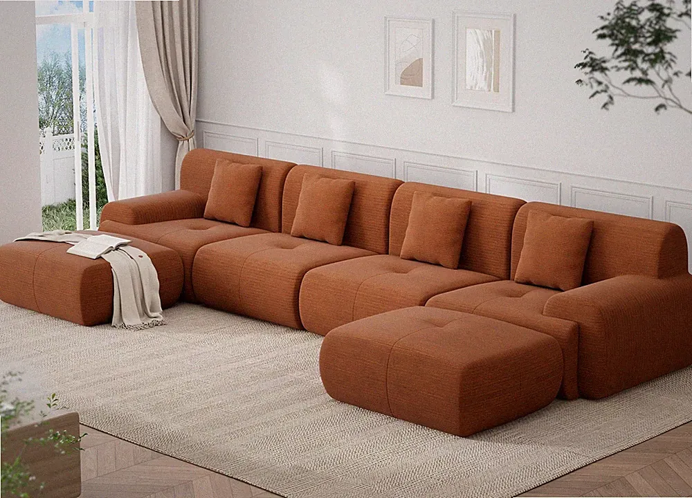 Modular Sectional Sofa, Boneless Cloud Couch Sectional W/Corduroy Fabric 3 SIZE