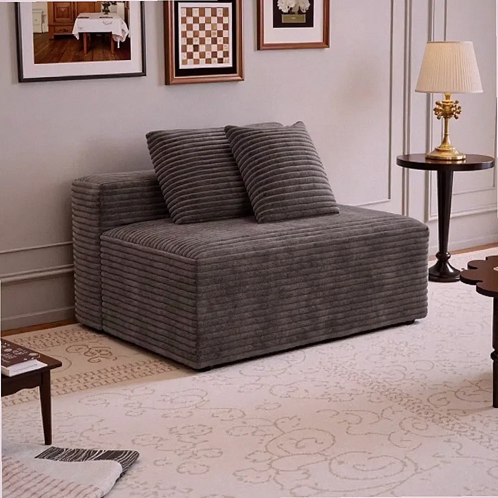 Modular Sectional Sofa Chaise Lounge Plush Corduroy Fabric 2 Seat