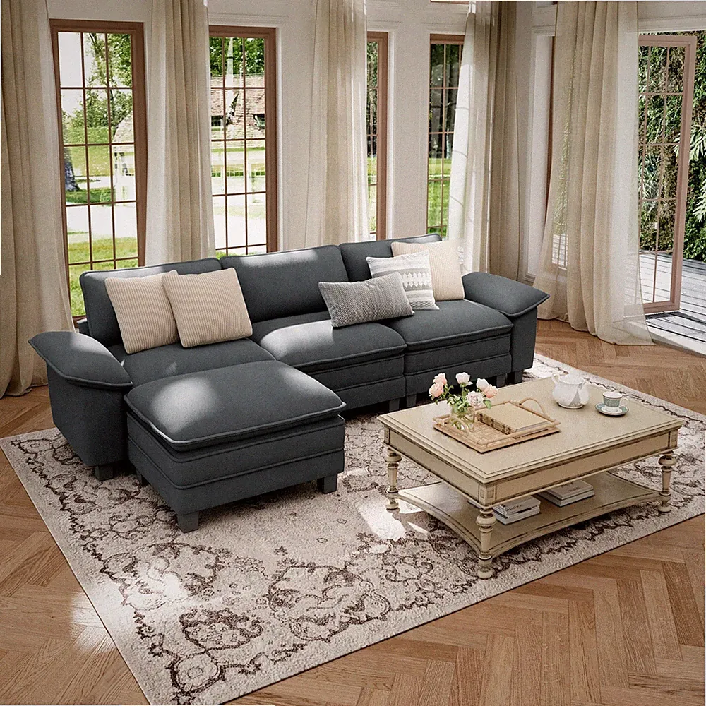Modular Sectional Sofa Chenille Cloud Couch with Chaise and Cushion 1/4/5/6-Seat