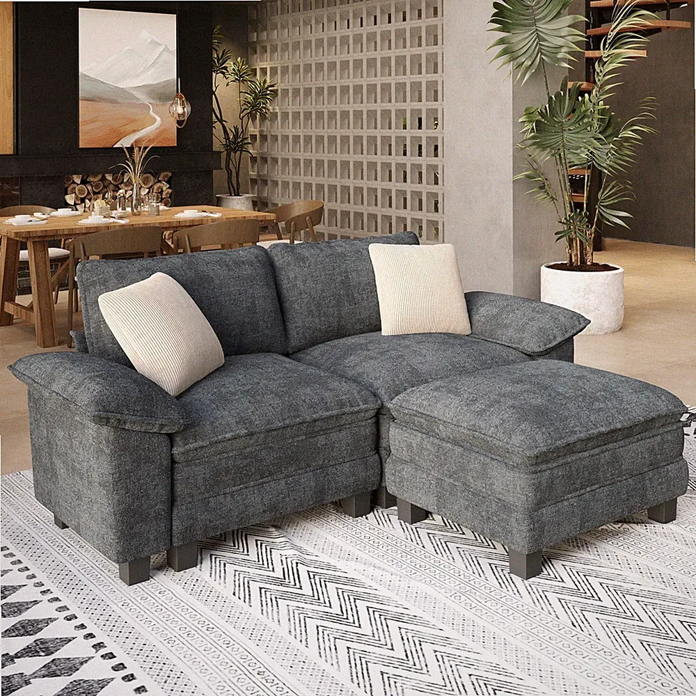 Modular Sectional Sofa Chenille Cloud Couch with Chaise and Cushion 3-Seats