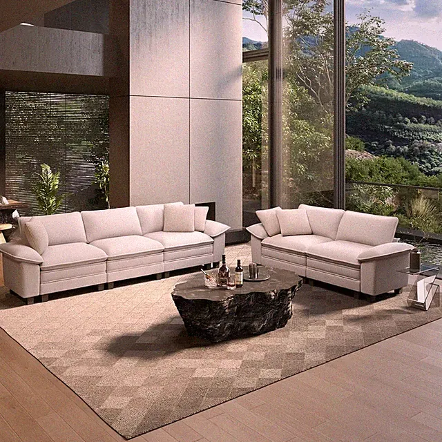 Modular Sectional Sofa Chenille Cloud Couch with Chaise and Cushion 5-Seats