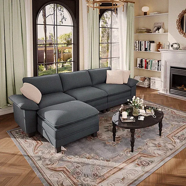 Modular Sectional Sofa Chenille Cloud Couch with Chaise and Cushion 6/5/4/1-Seat