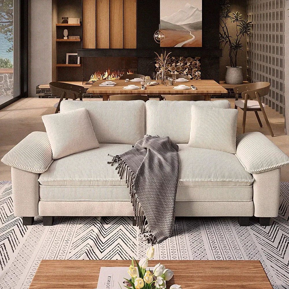 Modular Sectional Sofa Chenille&Corduroy Cloud Couch w/Chaise and Cushion 2-Seat