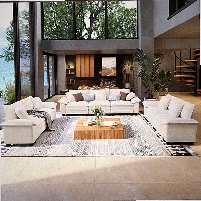 Modular Sectional Sofa Chenille & Corduroy Cloud Couch w/ Chaise and Cushion NEW