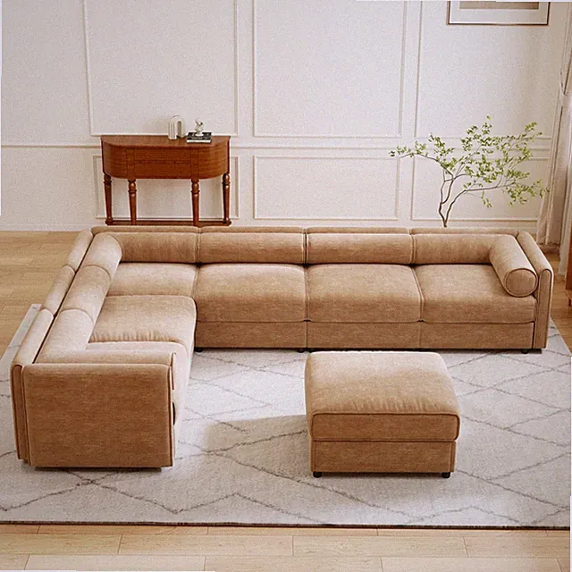 Modular Sectional Sofa Chenille Couch with Storage w/O Ottoman for Living Room