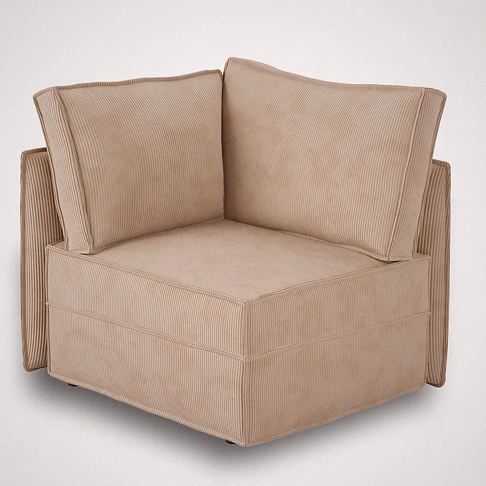 Modular Sectional Sofa Cloud Couch Corner Chair Beige Corduroy