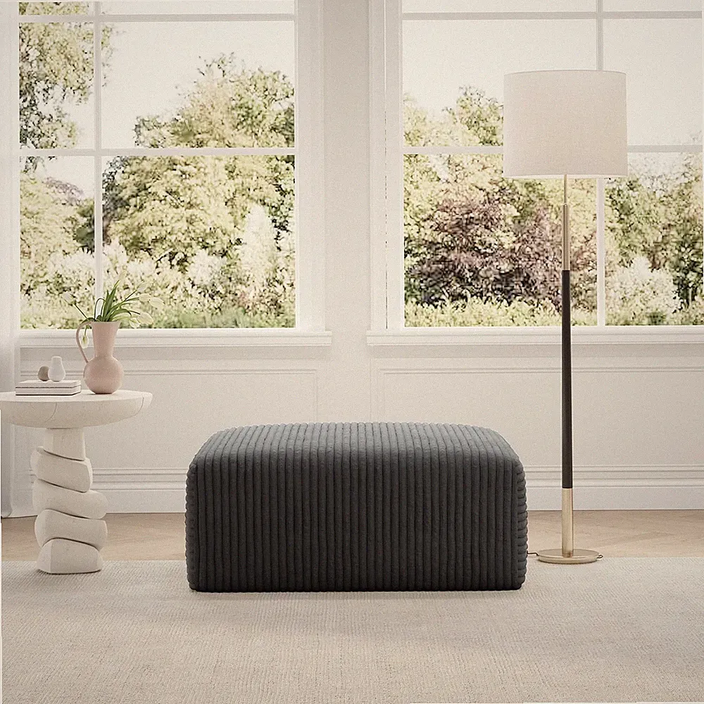 Modular Sectional Sofa Cloud Couch Ottoman Dark Gray No Assembly B-F65001-N1