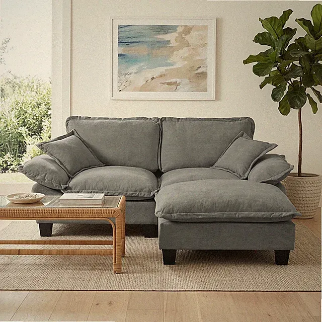 Modular Sectional Sofa, Cloud Couch with Sailboat Design, 1 Movable Ottomans & 2