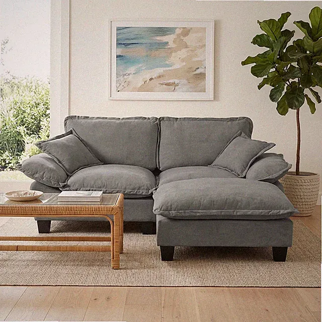 Modular Sectional Sofa, Cloud Couch with Sailboat Design, 1 Movable Ottomans &
