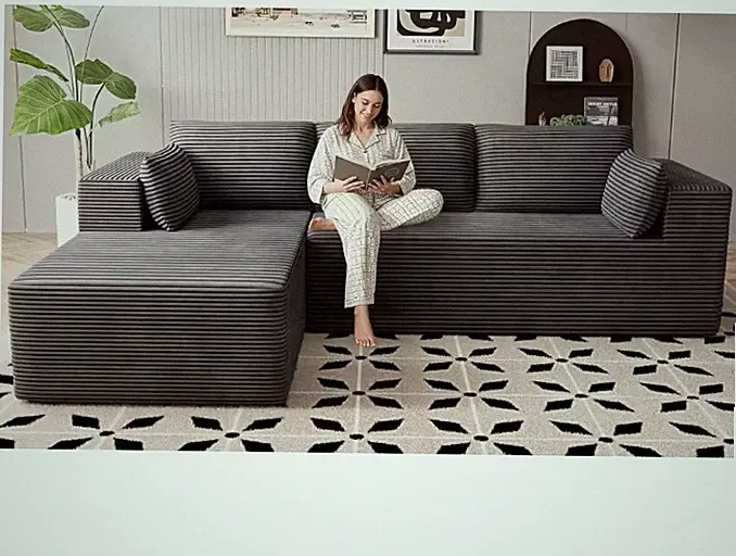 Modular Sectional Sofa Cloud Sectional Couch, 106" Comfy L Shaped Black Couches