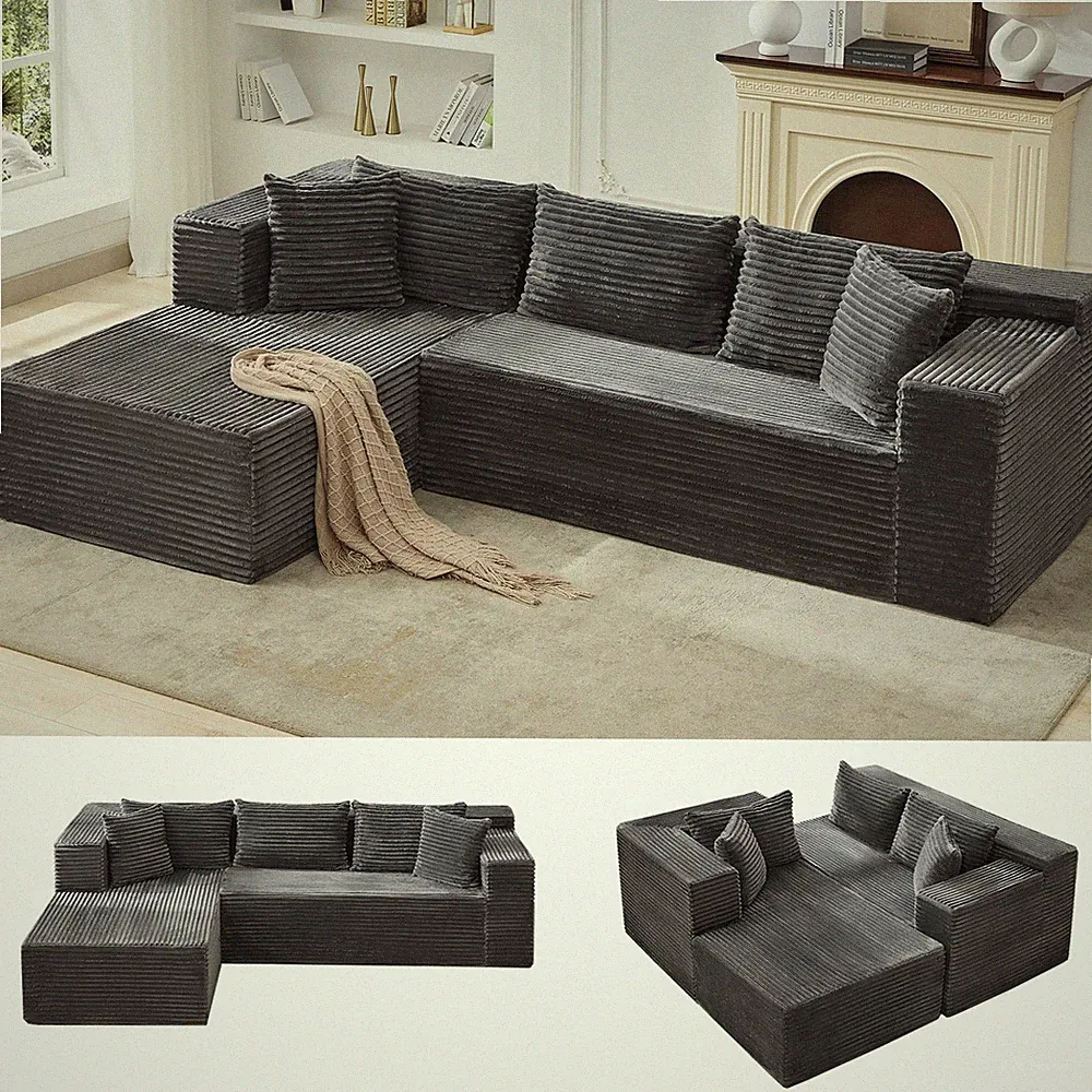 Modular Sectional Sofa Cloud Sectional Couch, 106" Comfy L Shaped Couches W/Chai