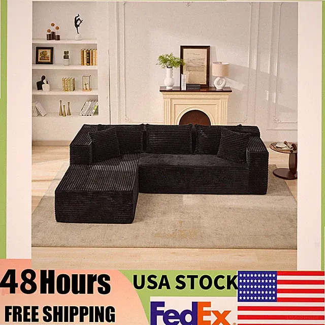 Modular Sectional Sofa Cloud Sectional Couch, 106" Comfy L Shaped Couches W/Chai