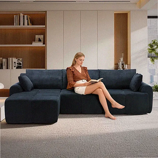 Modular Sectional Sofa Cloud Sectional Couch, 118" Comfy L Shaped Black Couches