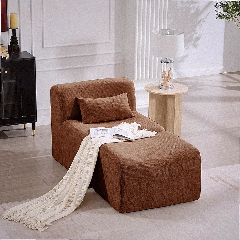 Modular Sectional Sofa Cloud Style Curved Deep for Seat Chenille Rust Red 2 for