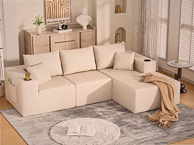 Modular Sectional Sofa, Convertible 4-seat Cloud Couch Set for Living Room