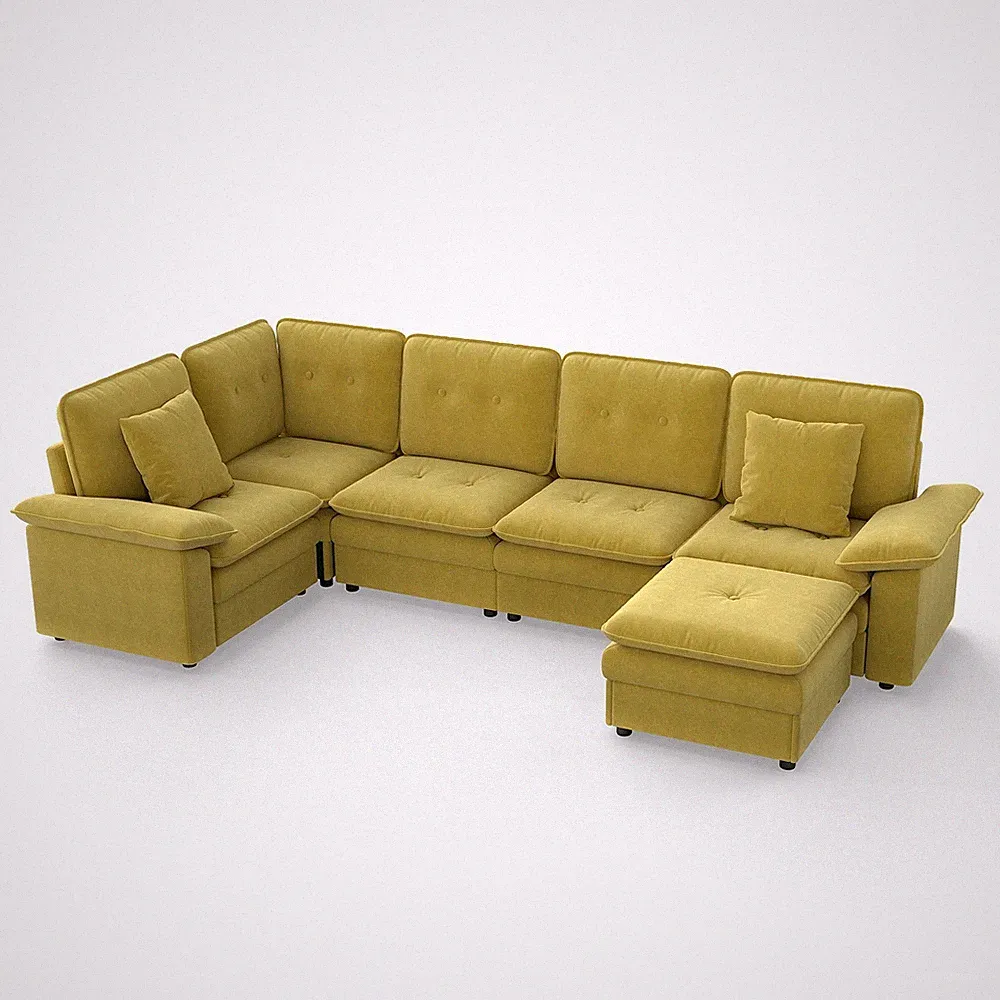 Modular Sectional Sofa, Convertible 6-seat Cloud Couch Set for Living Room