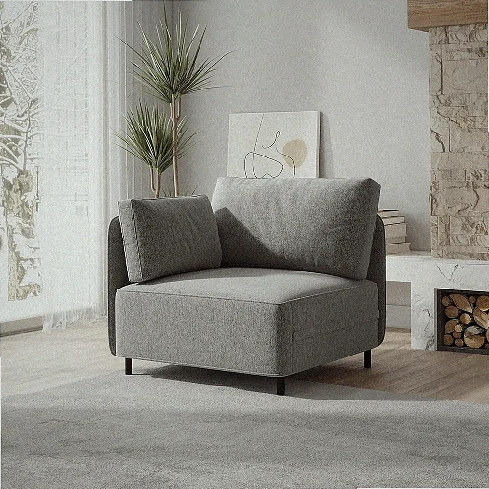 Modular Sectional Sofa - Convertible Loveseat & Armchair, Light Grey