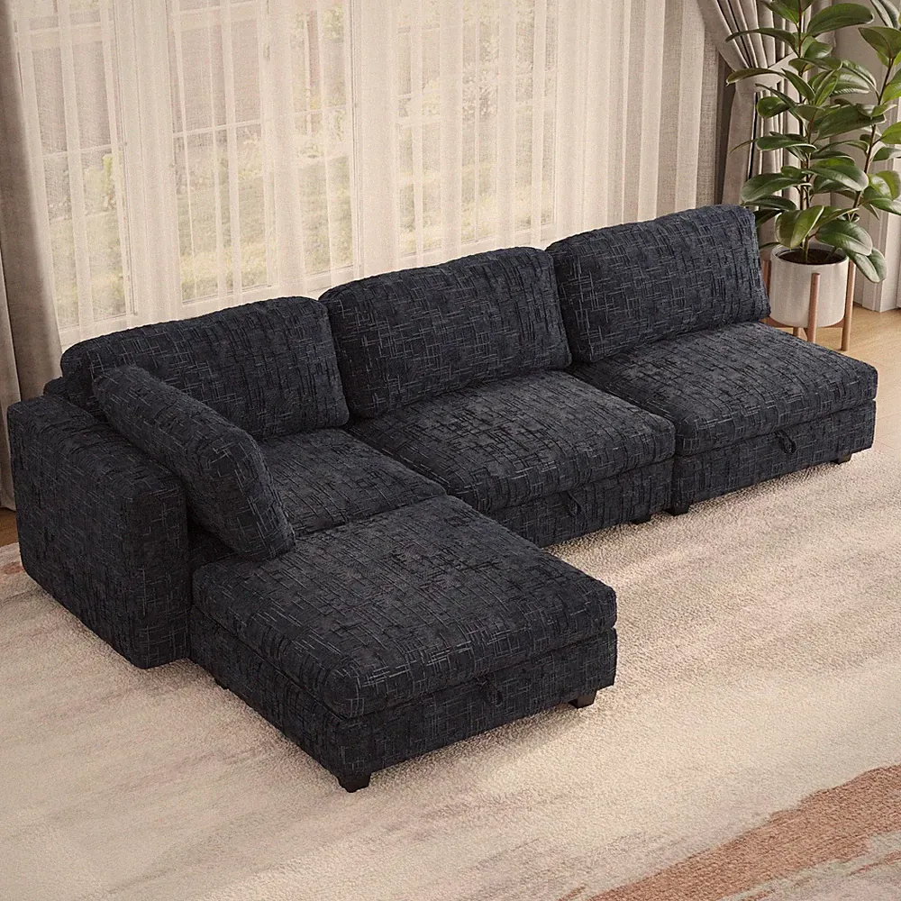 Modular Sectional Sofa,Convertible Sofa Seat w/Storage,Sleeper Sectional S