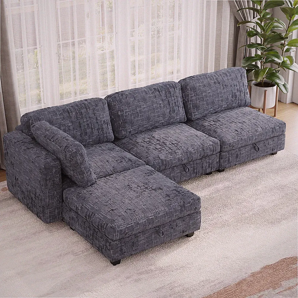 Modular Sectional Sofa,Convertible Sofa Seat w/Storage,Sleeper Sectional So