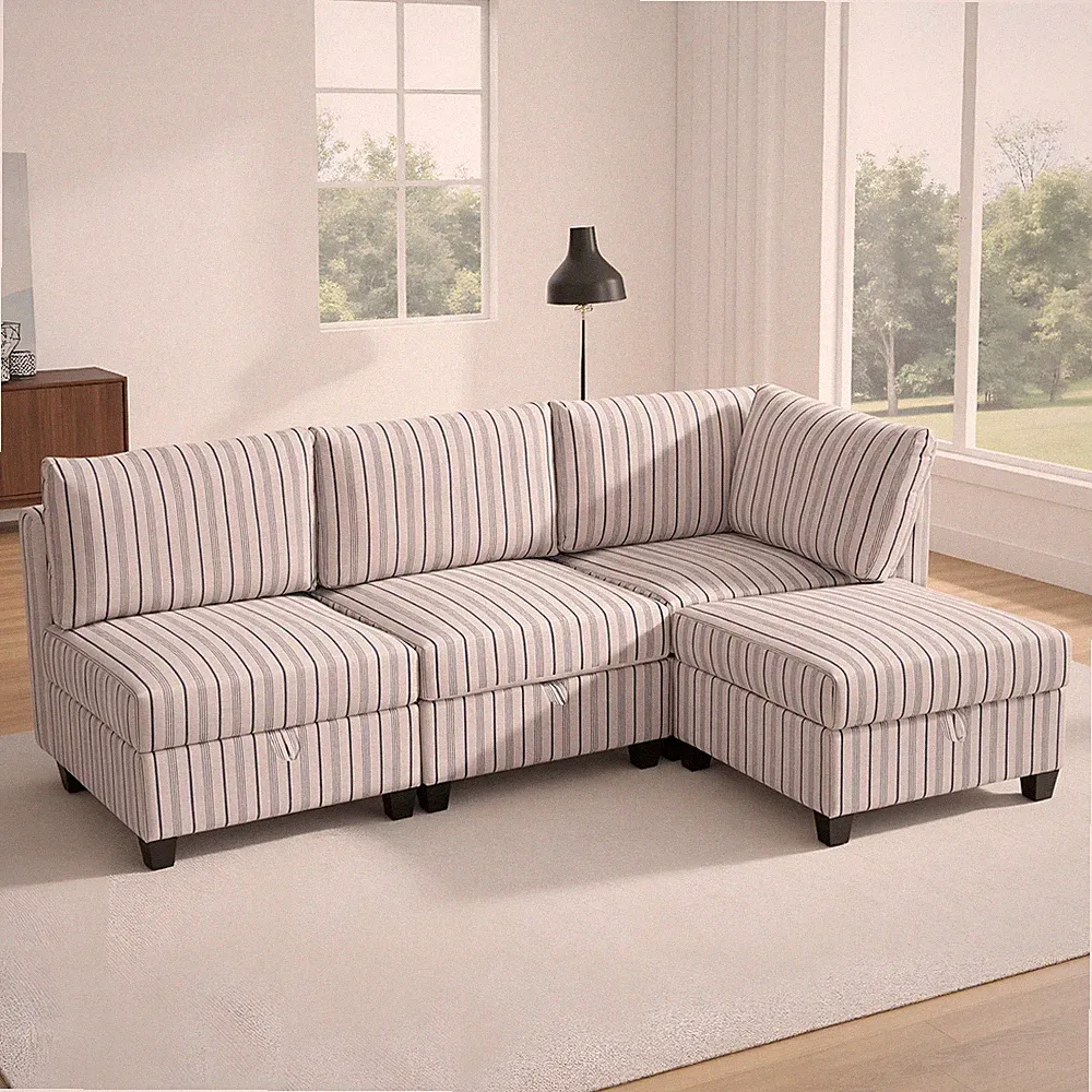 Modular Sectional Sofa,Convertible Sofa Seat w/Storage,Sleeper Sectional Sofa