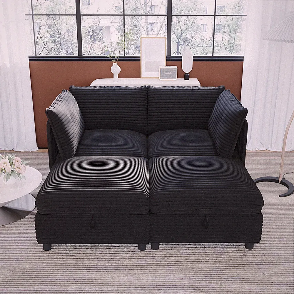 Modular Sectional Sofa,Convertible Sofa Seat w/Storage,Sleeper Sectional Sofa S