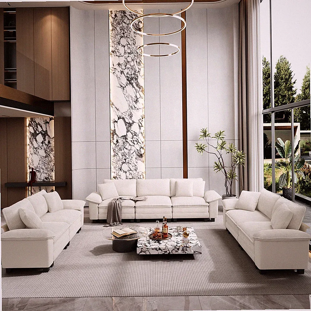 Modular Sectional Sofa Corduroy & Chenille Cloud Couch with Chaise and Cushion