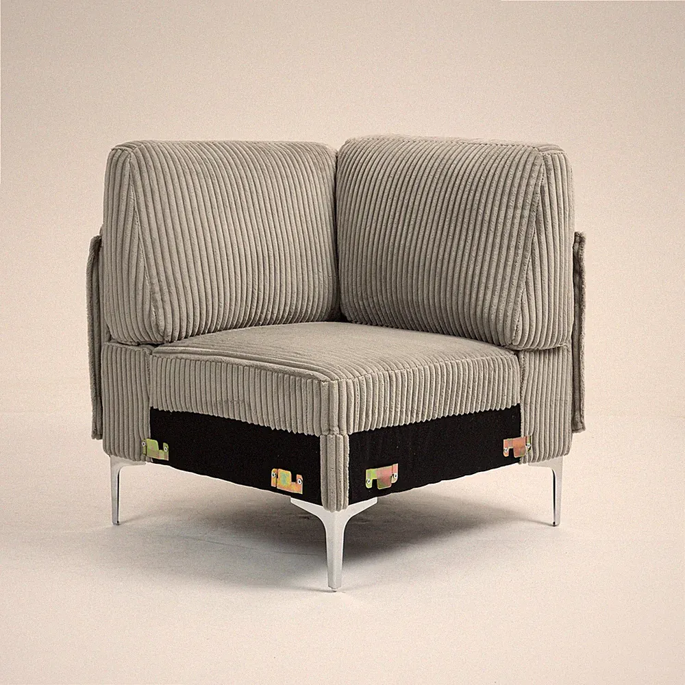 Modular Sectional Sofa Corner Seat, Middle Seat Module Couch, Gray