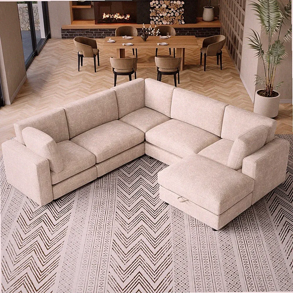 Modular Sectional Sofa Couch L Shaped Chaise with Storage Ottoman Wide Arms