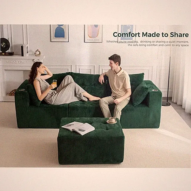 Modular Sectional Sofa Couch, L Shaped Modern Cloud Couch with 1 Ottoman, Sofa