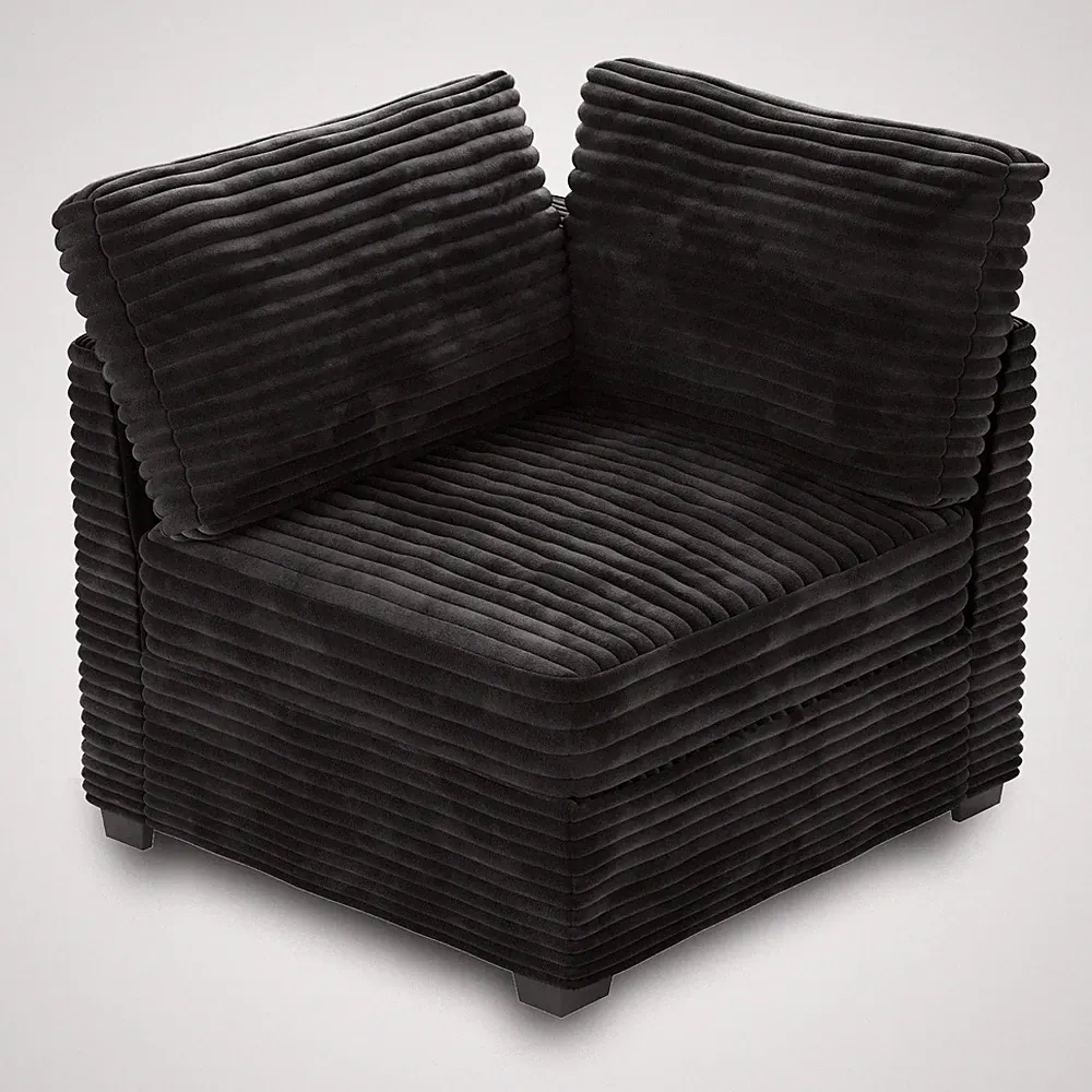 Modular Sectional Sofa Couch Matching Corner Seat(Black Velvet Corduroy)