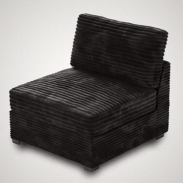 Modular Sectional Sofa Couch Matching Middle Seat(Black Velvet Corduroy)